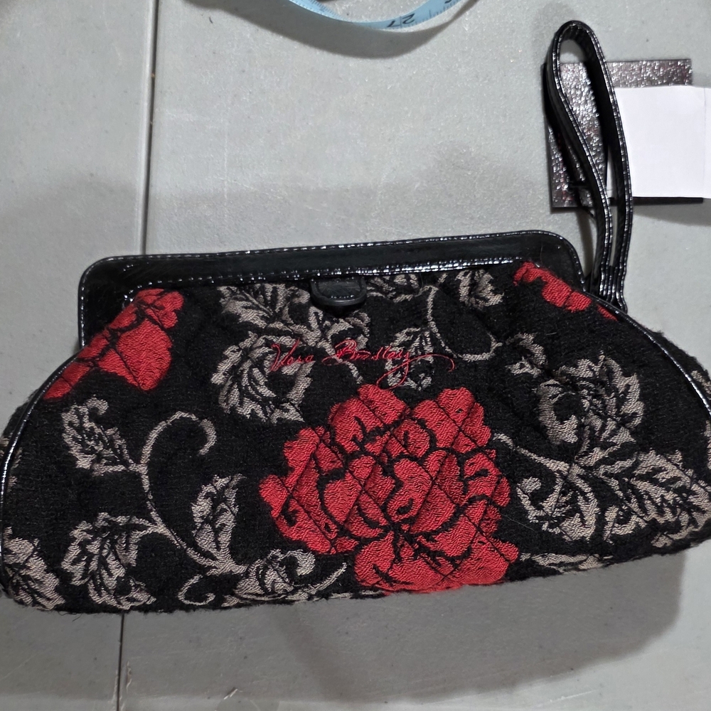 Elegant Black and Red Floral Jacquard Clutch By Vera Bradley